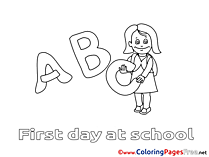 Letters for free Coloring Pages Girl School download