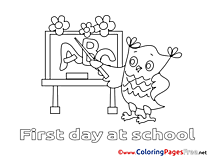 Owl Classroom for Kids printable Colouring Page