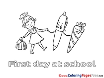 Pen Girl Children download Colouring Page