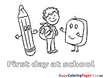 Pencil Kids free Coloring Page