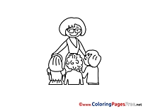 Teacher with Pupils Children Coloring Pages free