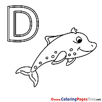 Delphin free Colouring Page Alphabet