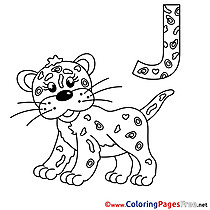 Jaguar Kids Alphabet Coloring Page