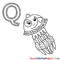 Qualle Alphabet free Coloring Pages