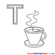 Teetasse free Colouring Page Alphabet