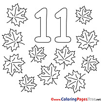 11 Leaves Colouring Page Numbers free