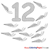 12 Planes for Kids Numbers Colouring Page