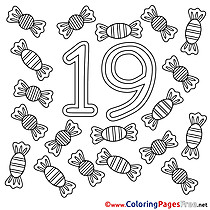 19 Candies free Colouring Page Numbers