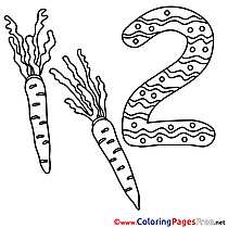 2 Carrots printable Numbers Coloring Sheets