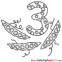 3 Peas Coloring Pages Numbers