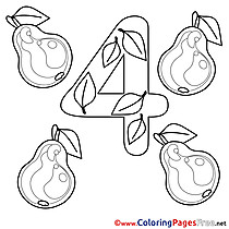 4 Pears free Colouring Page Numbers