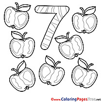 7 Apples download Numbers Coloring Pages