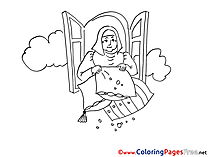 Fairy Tale Old Woman Colouring Sheet free