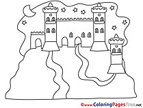 Night Castle for Kids printable Colouring Page