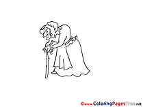 Old Woman Colouring Sheet download free