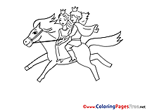 Prince riding Horse free Colouring Page download