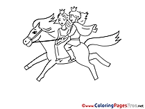 Prince riding Horse free Colouring Page download