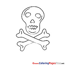 Skull with Bones for free Coloring Pages download