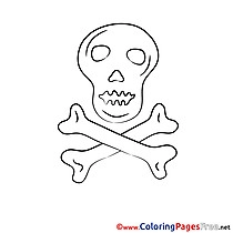 Skull with Bones for free Coloring Pages download
