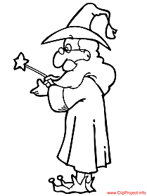 Wizard coloring magician free sheet