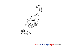 Cat with Mouse download Coloring Pages