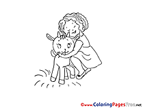 Girl with Goatling printable Coloring Sheets download