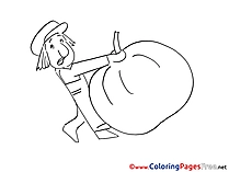 Man brings Pumpkin Children Coloring Pages