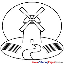 Mill download Colouring Sheet free