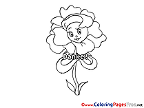 Girl Flower for Children free Coloring Pages