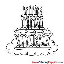 Happy Birthday Cake free Coloring Pages