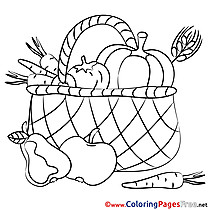 Basket with Fruits Kids download Coloring Pages