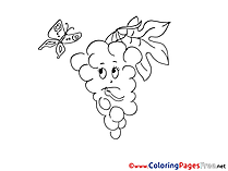 Grapes Children download Colouring Page