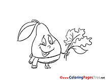 Leaf Pear for Kids printable Colouring Page