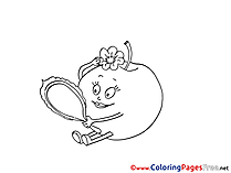 Mirror Apple Children Coloring Pages free