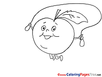 Skipping Rope Apple for Kids printable Colouring Page