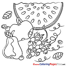 Watermelon Fruits Children Coloring Pages free