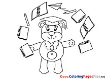 Bear Exercise Books Kids Graduation Coloring Page