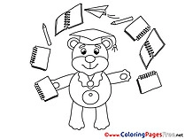 Bear Exercise Books Kids Graduation Coloring Page