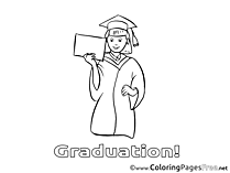 For Kids Graduation Colouring Page