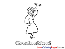Girl Graduation free Coloring Pages
