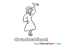 Girl Graduation free Coloring Pages