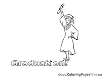 Girl with Diploma Coloring Sheets Graduation free