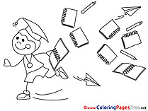 Notebooks free Colouring Page School Graduation