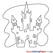 Beautiful Castle free Colouring Page Halloween