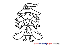 Beautiful Witch free Halloween Coloring Sheets