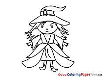 Beautiful Witch free Halloween Coloring Sheets