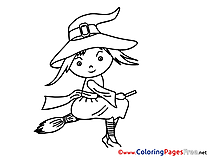 Broom printable Halloween Witch Coloring Sheets