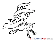 Broom Witch printable Coloring Pages Halloween