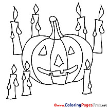 Candles Coloring Pages Pumpking Halloween