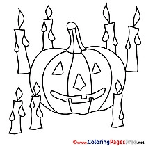 Candles Coloring Pages Pumpking Halloween